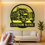 Décoration murale en métal LED personnalisée pour camion-benne - Cadeau pour passionnés de camions, décoration de garage ou de salle de jeux