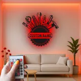 Décoration murale en métal LED personnalisée pour bricoleur - Cadeau pour garage et atelier