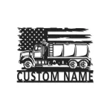 Panneau LED Trucker Personnalisé | Décoration Murale en Métal de Camion Citernes Personnalisée | Décor de Garage Drapeau Américain pour Papa