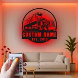 Personalisierte LED-Metall-Wandkunst mit Muldenkipper – Geschenk für Lkw-Fans, Garage oder Männerhöhle 1