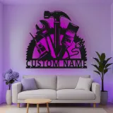 Décoration murale en métal LED personnalisée pour bricoleur - Cadeau pour garage ou atelier