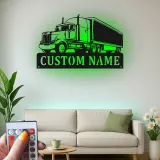 Insegna in Metallo per Camion Personalizzata | Arte da Parete LED Big Rig | Decorazione Realistica per Rimorchio Trattore | Regalo per Camionista