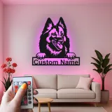 Cartel LED de perro personalizado | Arte mural de nombre de mascota personalizado | Decoración iluminada de entrada | Regalo único para amantes de los perros