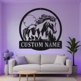 Insegna LED personalizzata con cavallo | Arte in metallo personalizzata | Decorazione rustica per amanti dell'equitazione