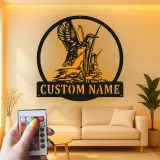Personalisierte LED-Metall-Wandkunst mit Entenjagd-Motiv – Geschenk für Jäger, rustikale Hüttendeko