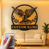 Custom Eagle Led Light Metal Wall Art Personalized Gift for Nature Lovers Living Room or Office Decor