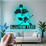 Personalisierte Hockey Wandkunst | Individuelles LED Metallschild für das Spielzimmer | Geschenk für Hockeyspieler