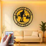 Décoration murale en métal personnalisée Ski avec rétroéclairage LED Cadeau personnalisé pour les passionnés de ski Décor de chalet ou de lodge