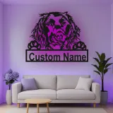 Custom Dog Breed Led Light Metal Wall Art Personalized Pet Parent Gift Living Room Animal Decor