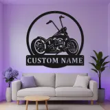 Personalisierte Chopper LED Metallschild | Personalisierte Motorrad Wandkunst | Biker Geschenk & Garagen Dekor
