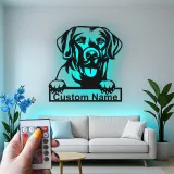 Custom Labrador Retriever Led Light Metal Wall Art Personalized Dog Lover Gift Living Room Pet Decor