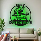 Panneau de Ferme de Cochon Personnalisé | Décoration Murale en Métal LED | Cadeau pour Agriculteur et Décor Rustique de Ferme