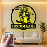 Personalisierte Snowboarder-Leuchtschilder | Personalisiertes Metallschild | Teenagerzimmer Dekor & Wintersport Geschenk