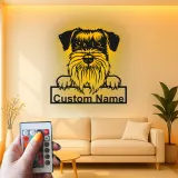 Insegna LED Schnauzer Personalizzata | Arte Murale in Metallo | Regalo per Amanti dei Cani, Decorazione Moderna per Casa e Clinica