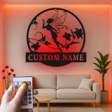 Décoration murale en métal personnalisée Fée avec Fleurs et Rétroéclairage - Cadeau Enchanteur pour Chambre ou Décor de Jardin