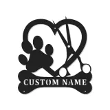 Insegna in metallo LED personalizzata per toelettatore di cani - Regalo per amanti degli animali - Decorazione per salone di toelettatura