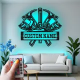 Custom Carpenter Tools Led Light Metal Wall Art Personalized Gift for Woodworkers Workshop Decor 3