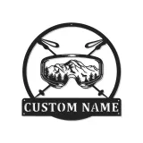 Personalized Ski Goggles Sign | Custom Metal Wall Art with LED | Ski Lodge & Cabin Decor | Gift for Skier