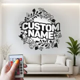 Cartel de nombre personalizado con LED | Arte mural de metal floral personalizado | Decoración moderna de granja | Regalo de boda para parejas