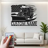 Insegna per Camion Spazzaneve Personalizzata | Arte da Parete in Metallo LED | Decorazione per Attrezzature Pesanti con Bandiera Americana | Regalo per Autista di Rimozione Neve