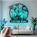 Insegna in Metallo Pellicano Personalizzata | Arte Murale LED Costiera per la Casa | Regalo per Amanti degli Uccelli | Decorazione per Casa al Mare