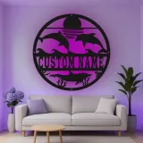 Personalisierte LED-Metall-Wandkunst mit Delfin-Ozeanszene – Geschenk für Strandhaus und Küsten-Wohnzimmer