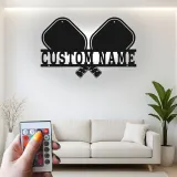 Personalized Pickleball Sign with LED | Custom Metal Name Art | Game Room Decor & Player Gift