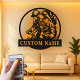 Insegna in Metallo LED Personalizzata per Vigili del Fuoco | Arte Murale Personalizzata per Vigile del Fuoco | Regalo per Dipartimento dei Pompieri e Primo Rispondente