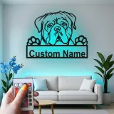Insegna in metallo LED Bulldog personalizzata regalo per amanti dei cani decorazione per soggiorno 3