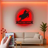 Cartel de metal LED personalizado de vaquero de rodeo regalo occidental para él decoración rústica de cueva de hombre