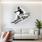 Custom Skier Led Light Metal Wall Art Personalized Skiing Gift for Winter Sports Enthusiasts Game Room Decor 1