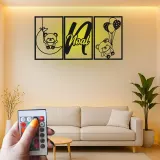 Cartel de nombre de oso de peluche personalizado | Arte mural de metal LED para guardería | Decoración de habitación de bebé personalizada | Regalo de recuerdo para recién nacidos