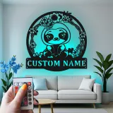 Custom Sloth Led Light Metal Wall Art Personalized Gift for Kids Nursery Animal Decor