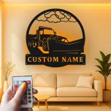 Snow Plow Truck Metal Sign | Custom LED Garage Wall Art | Personalized Gift for Driver | Heavy Duty Vehicle Decor