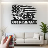 Personalized Snowmobile LED Sign | American Flag Metal Wall Art | Custom Name Gift for Rider | Garage & Man Cave Decor