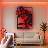 Custom Wrestler Led Light Metal Wall Art Personalized Athlete Gift Sports Room Decor for Wrestling Fans