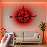 Nautical Compass LED Metal Wall Art | Custom Anchor Sign for Coastal Decor | Personalized Sailor Gift & Boat Cabin Signage