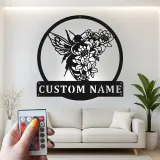 Custom Hummingbird and Flowers Led Light Metal Wall Art Personalized Nature Lover Gift Garden Room Decor