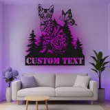 Cartel de metal personalizado con gato y mariposa y luz LED, regalo para amantes de mascotas, decoración para dormitorio o salón