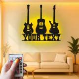 Insegna LED personalizzata a forma di chitarra | Decorazione murale in metallo personalizzata per sala musica | Regalo per musicisti | Arredo da parete per chitarristi