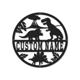 Insegna in metallo LED personalizzata con dinosauro per decorare la stanza dei bambini, regalo per la nursery per amanti dei dinosauri