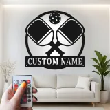 Personalisierte Pickleball Schläger-Kunst | Maßgeschneiderte Metall LED-Schild | Spielzimmer Deko | Sportliebhaber Geschenk