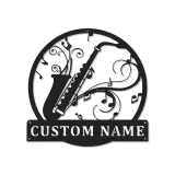 Panneau LED Personnalisé Saxophone | Décoration Murale en Métal pour Studio de Musique | Cadeau Joueur de Jazz | Décor Salle de Groupe