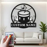 Insegna in metallo LED a forma di tamburo personalizzata Regalo per musicisti Decorazione per sala musica per batteristi