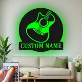 Letrero LED de guitarra personalizado | Decoración mural de metal personalizada para músicos | Decoración para estudio y sala de música con nombre
