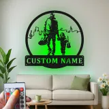 Panneau Métallique Personnalisé pour Musicien Papa et Fils | Art Mural LED de Guitare | Décor de Nom Personnalisé pour Amateurs de Musique | Cadeau pour la Fête des Pères