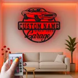 Insegna in metallo LED personalizzata per garage con auto muscolare regalo per appassionati di auto decorazione man cave 12