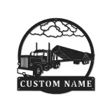 Insegna in Metallo per Camion Semi Personalizzata | Arte Murale LED per Garage o Man Cave | Regalo Personalizzato per Camionisti | Decorazione Silhouette Hauler