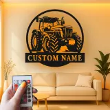 Insegna in metallo LED personalizzata a forma di trattore - Regalo per agricoltori, decorazione rustica per fattoria 1