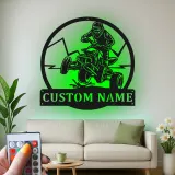 Custom ATV Rider Led Light Metal Wall Art Off-Road Enthusiast Gift Garage or Man Cave Decor